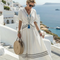 Seren | Vestido midi de manga corta con escote en V y estilo envolvente