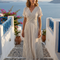 Aguamarga | Vestido midi de escote en V, manga corta, cintura cruzada