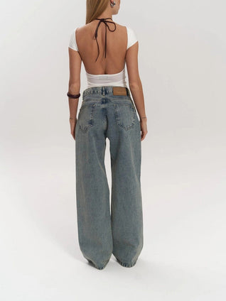 JEANS AZULES CON EFECTO TRANSPARENTE