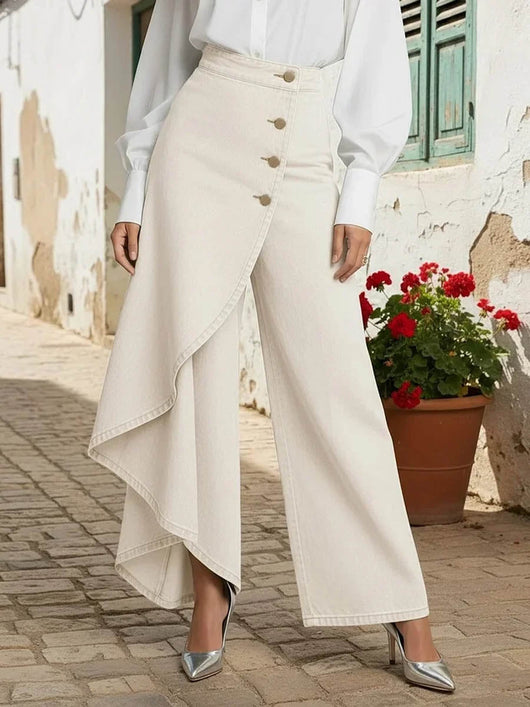 PANTALON DENIM CON VOLANTE