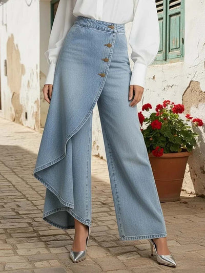 PANTALON DENIM CON VOLANTE